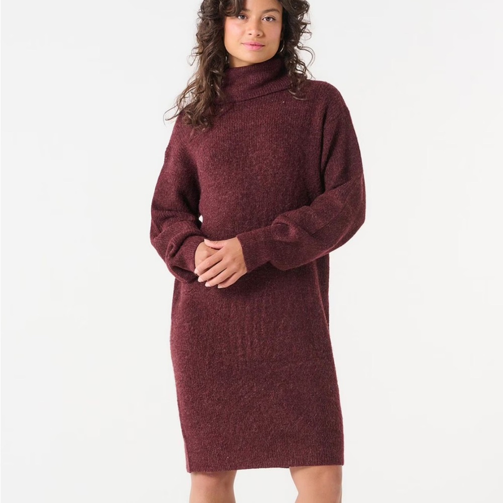 Devoted Cozy Burgundy Turtleneck Sweater dress size small